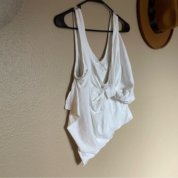 NWOT - FREE PEOPLE - White Bow Cami Tank Top - Stretchy SOFT - Size S - New! - Picture 5 of 12